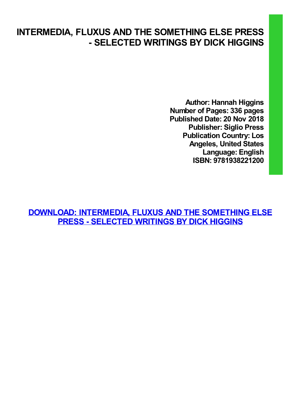 Read Book Intermedia, Fluxus and the Something Else Press