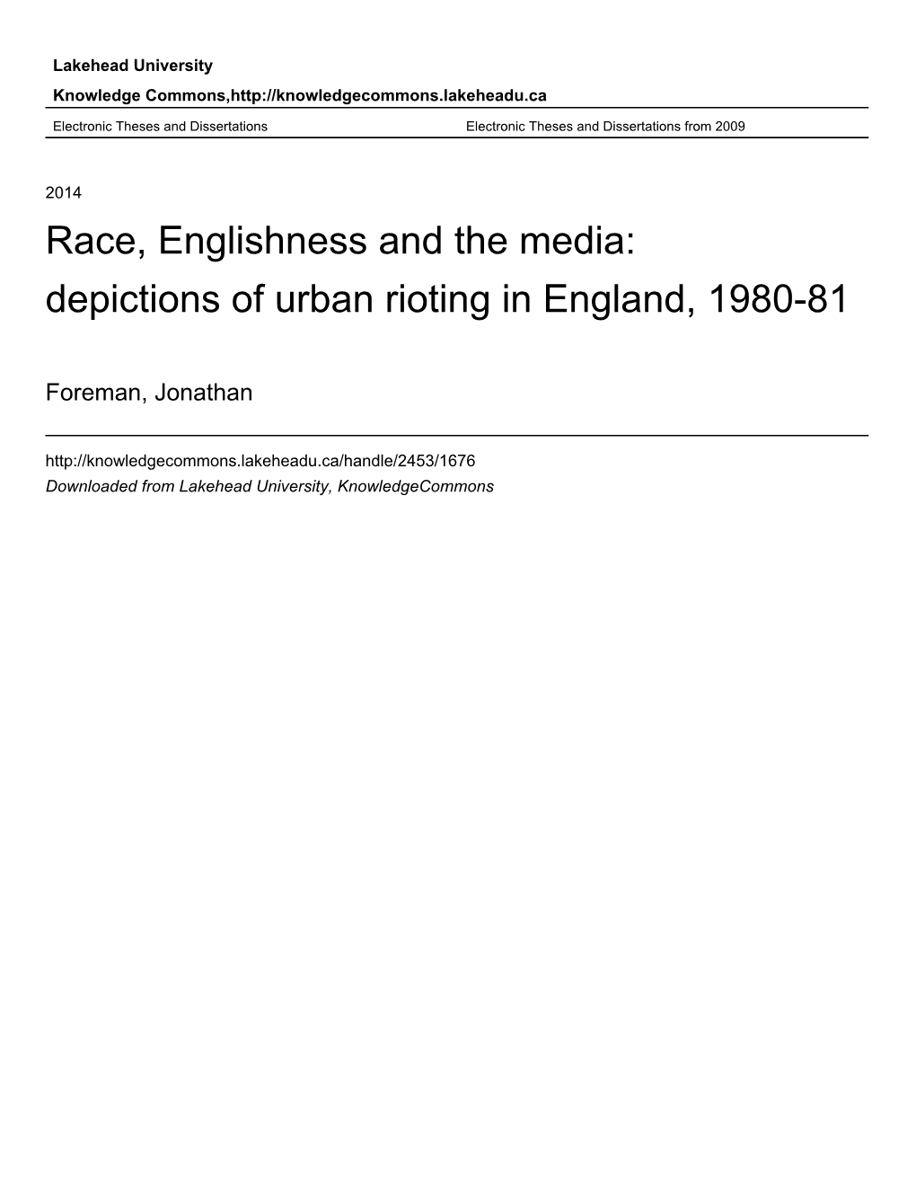 Depictions of Urban Rioting in England, 1980-81