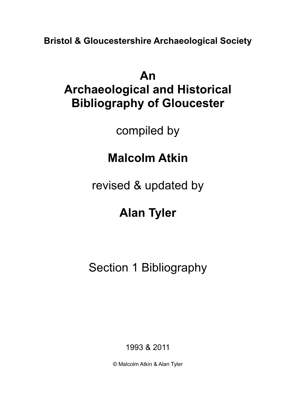 Gloucester Archaeol Bibliography