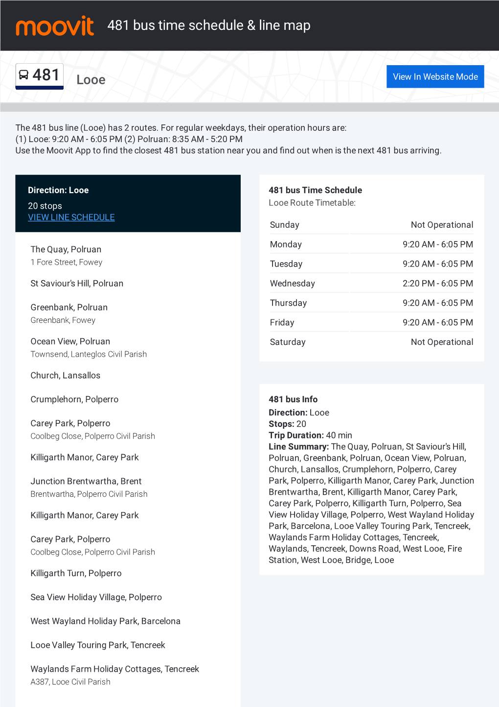 481 Bus Time Schedule & Line Route