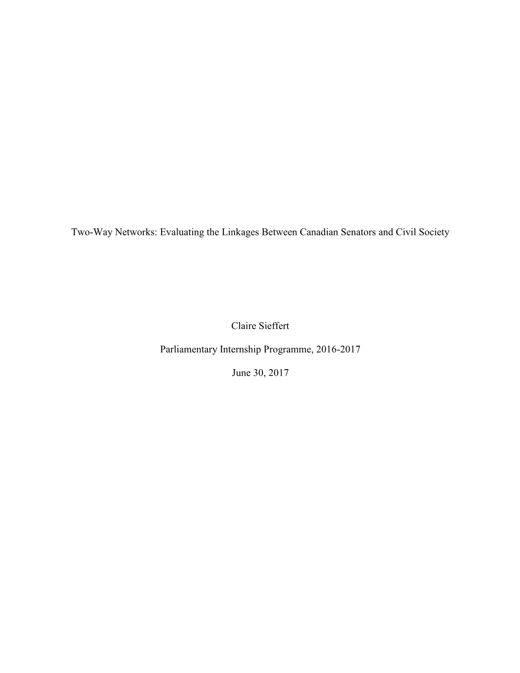 Two-Way Networks: Evaluating the Linkages Between Canadian Senators and Civil Society