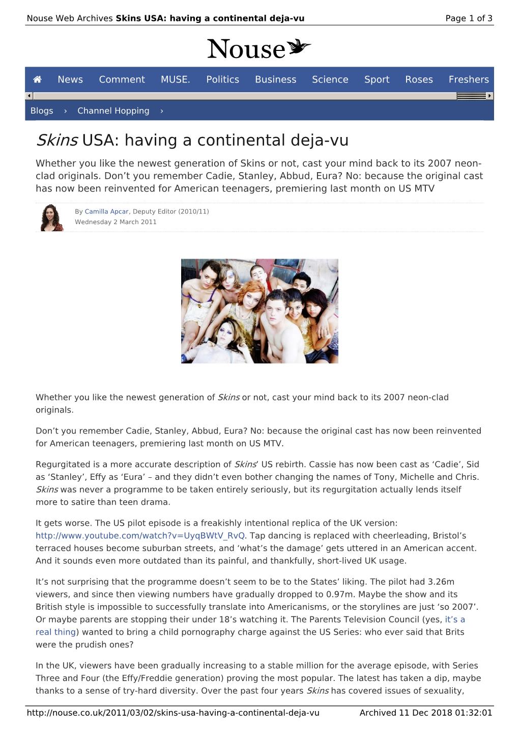 Skins USA: Having a Continental Deja-Vu | Nouse