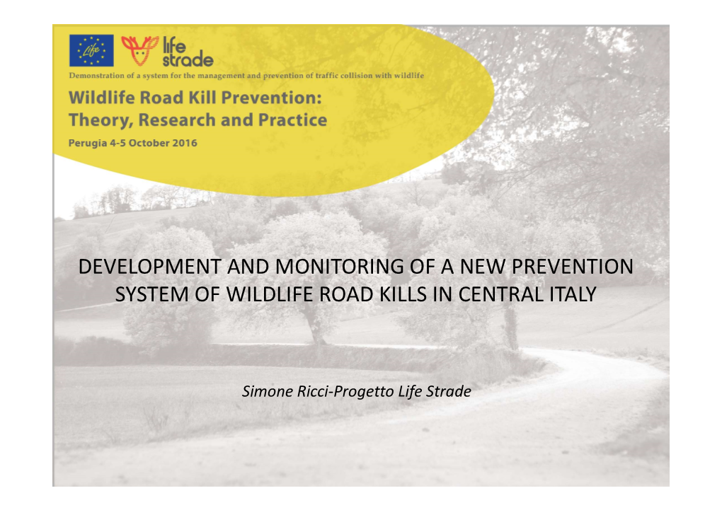 Development and Monitoring of a New Prevention System of Wildlife Road Kills in Central Italy