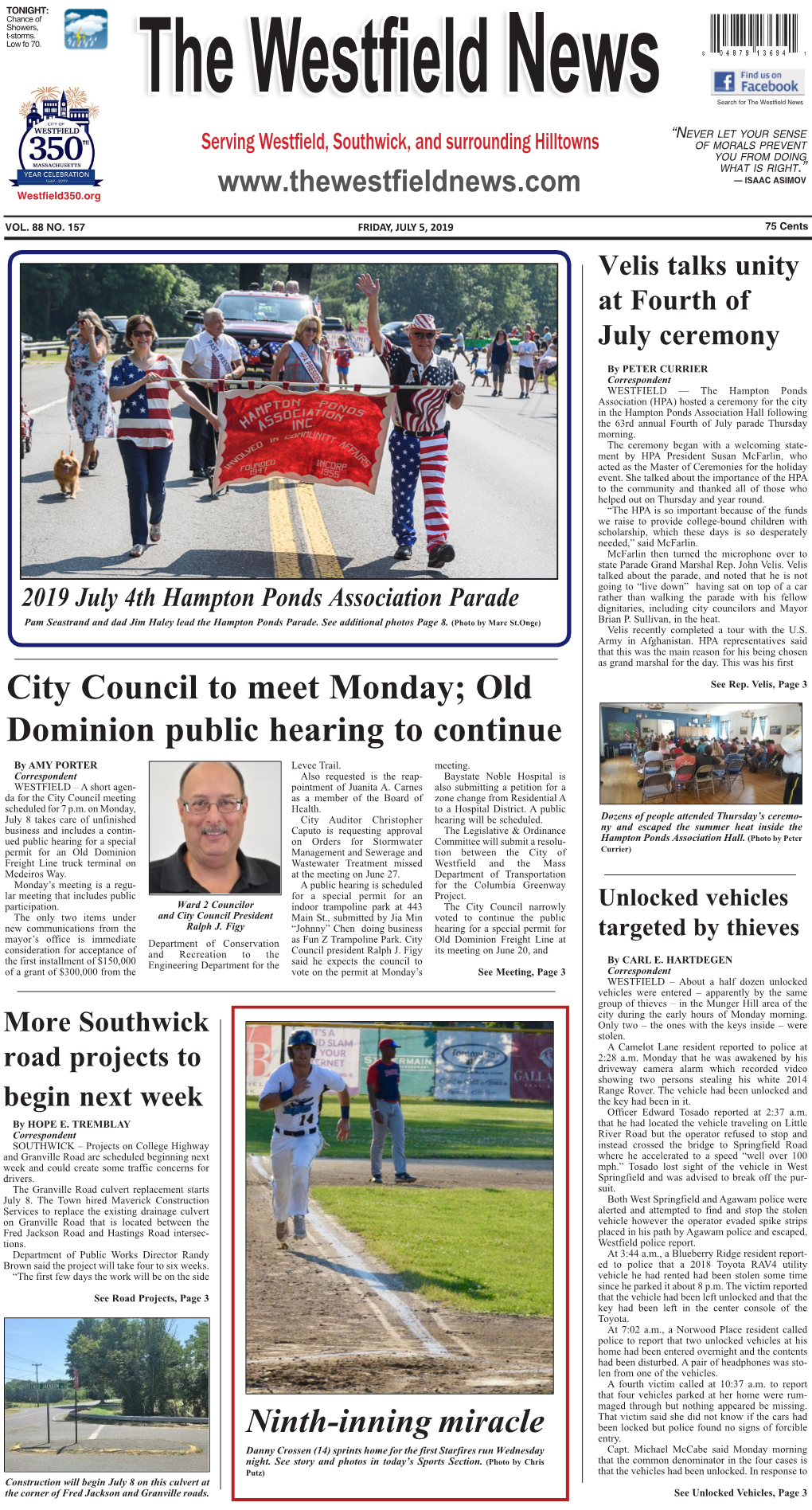 City Council to Meet Monday; Old Dominion Public Hearing to Continue