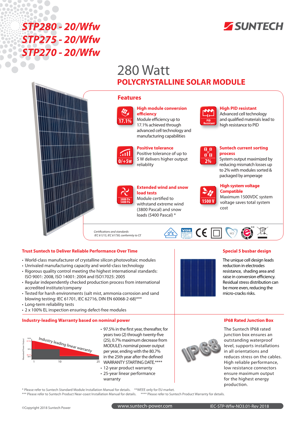 280 Watt POLYCRYSTALLINE SOLAR MODULE