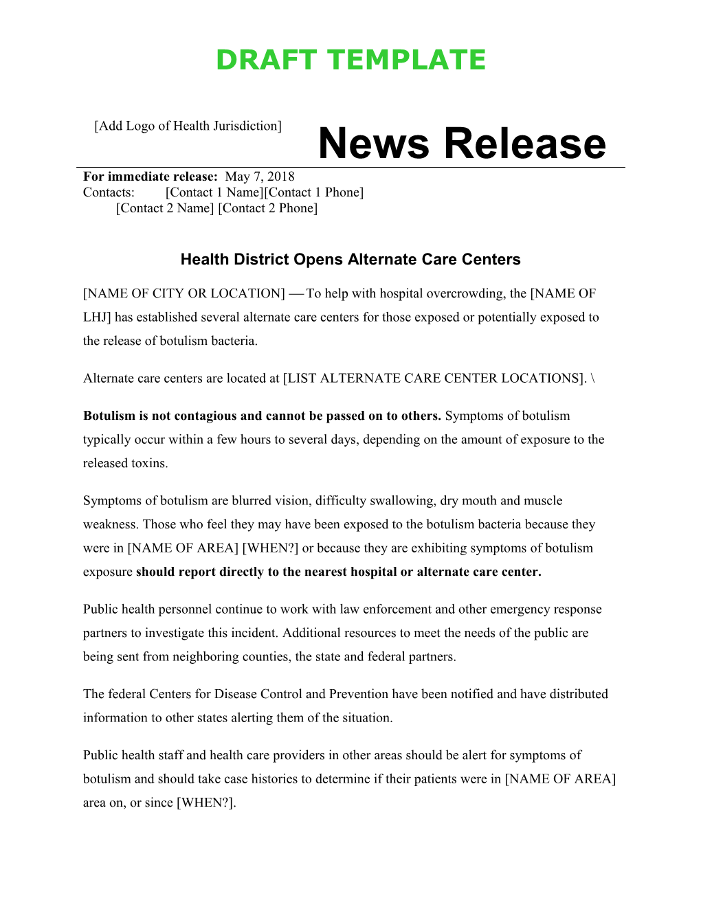 Press Release: Medication Centers Established