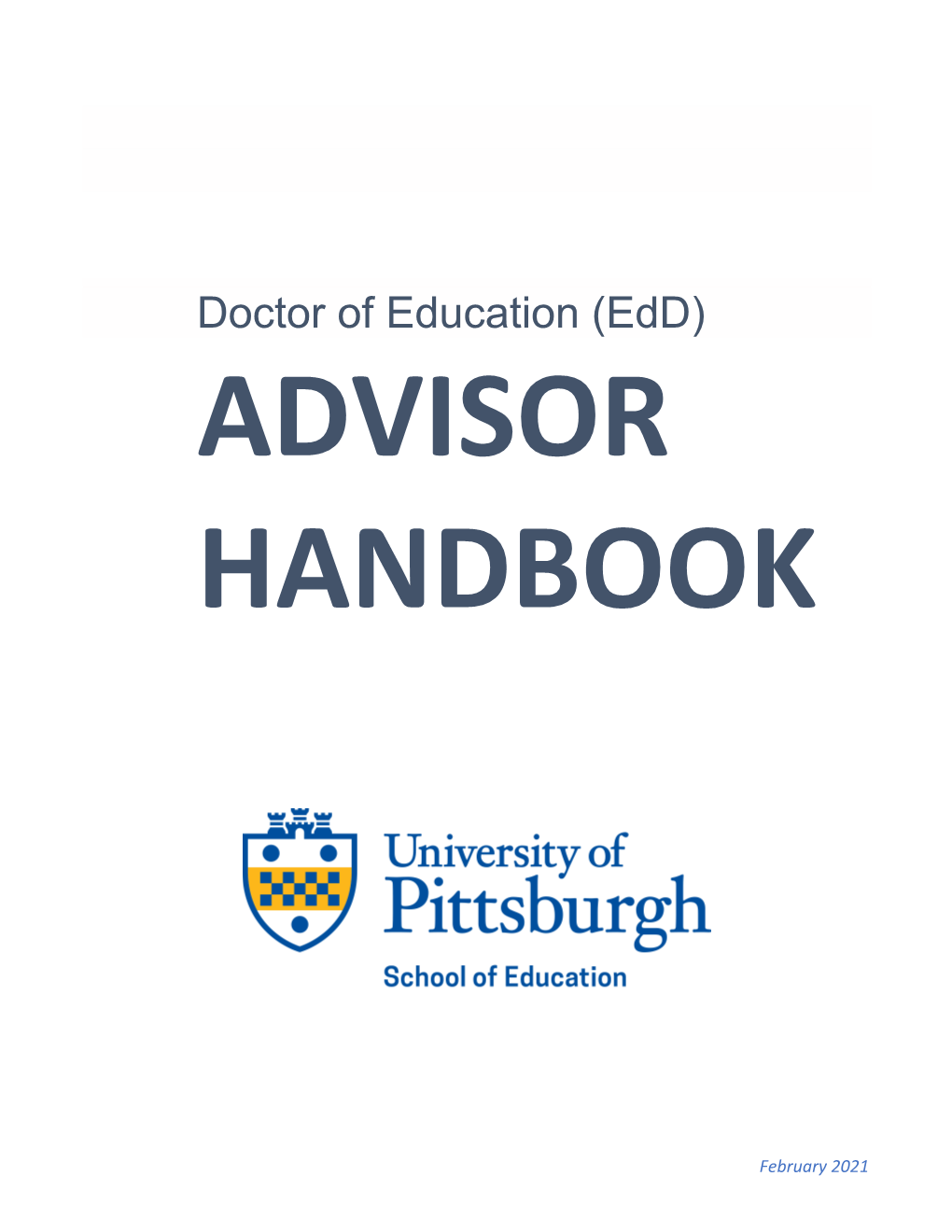 Doctor of Education (Edd) Advisor Handbook