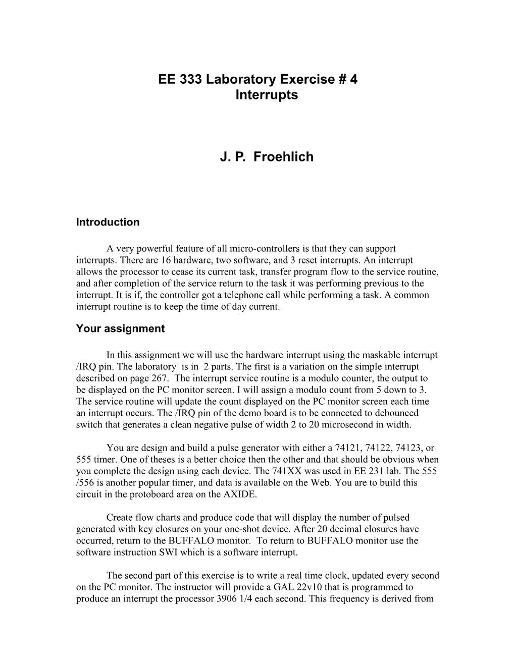 EE 333 Laboratory Exercise # 3