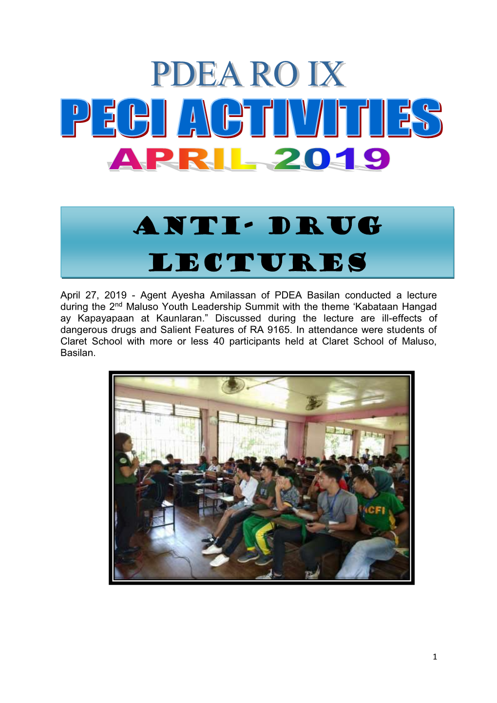 Anti- Drug Lectures