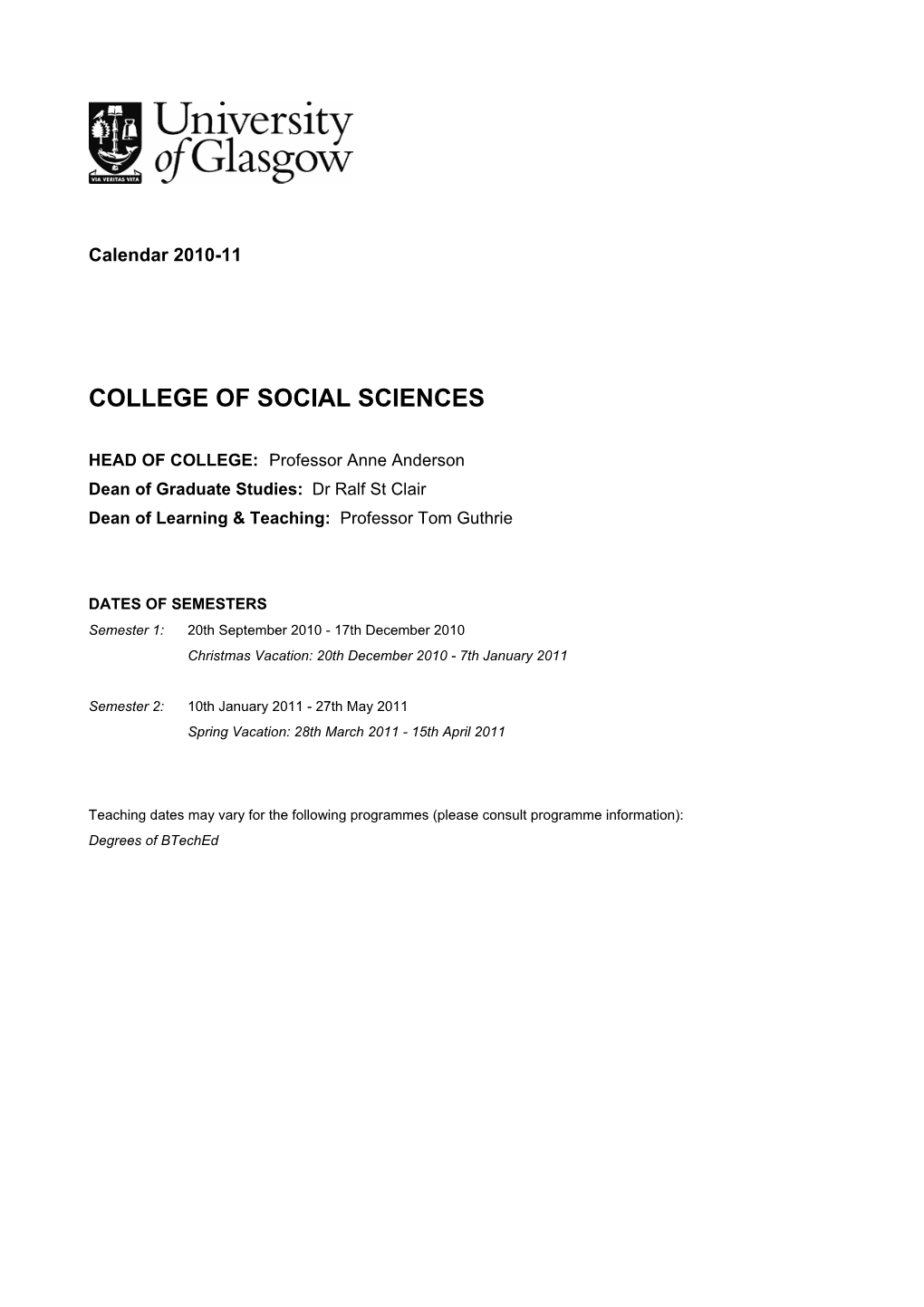 College of Social Sciences