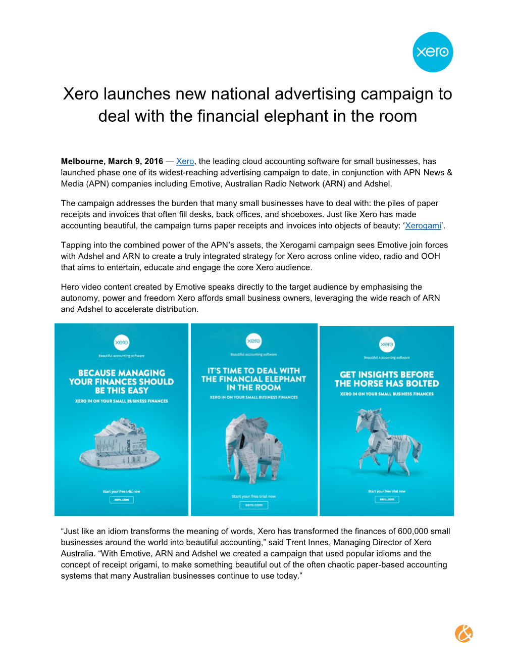 Xero Launches New National Advertising Campaign to Deal with the Financial Elephant in the Room