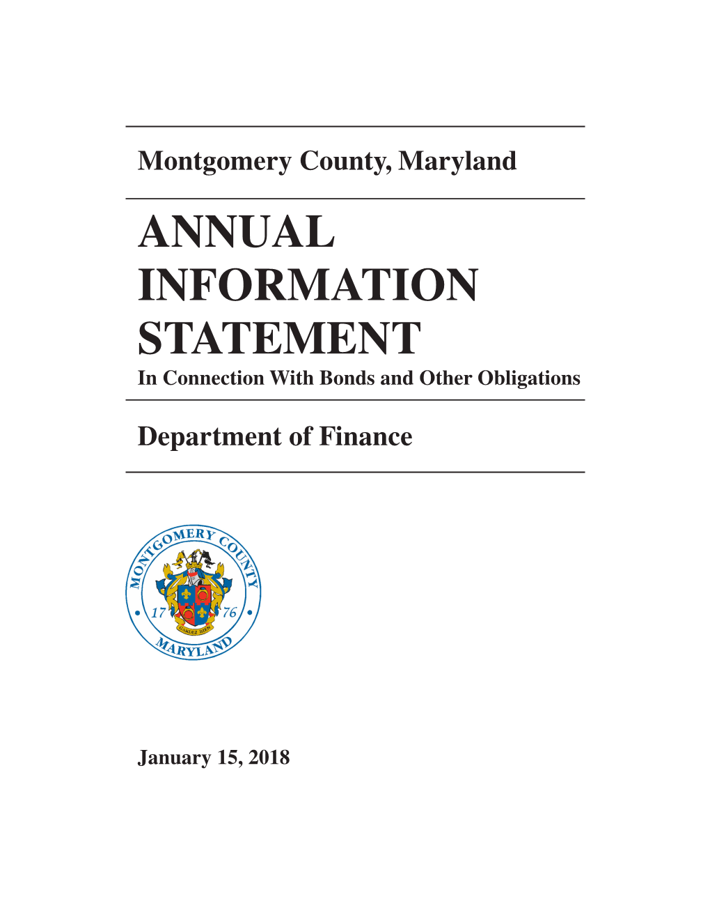 ANNUAL INFORMATION STATEMENT in Connection with Bonds and Other Obligations