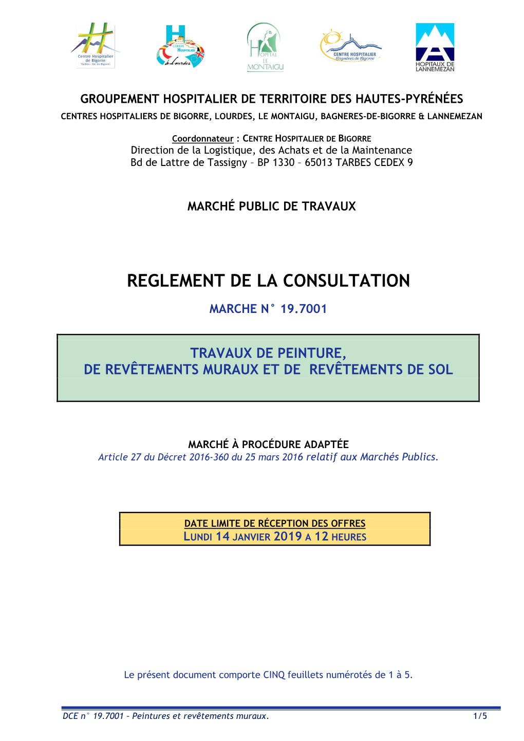 Cahier Des Clauses Particulieres C.C.P