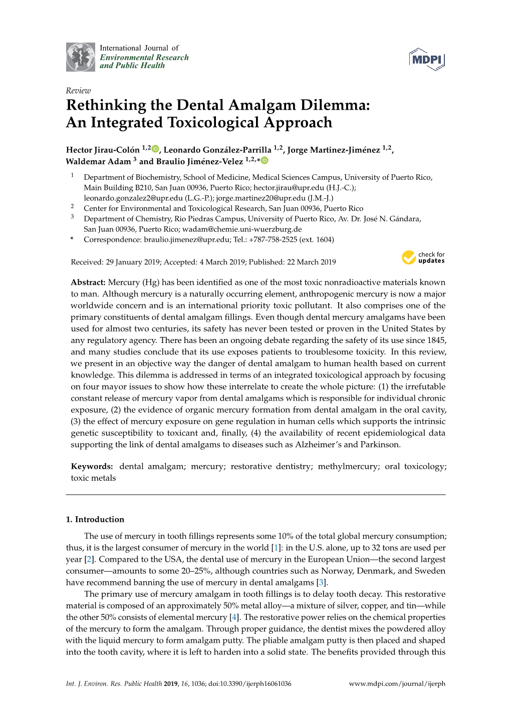 Rethinking the Dental Amalgam Dilemma: an Integrated Toxicological Approach