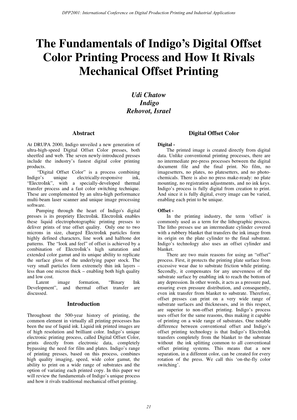 The Fundamentals of Indigo's Digital Offset Color Printing Process And