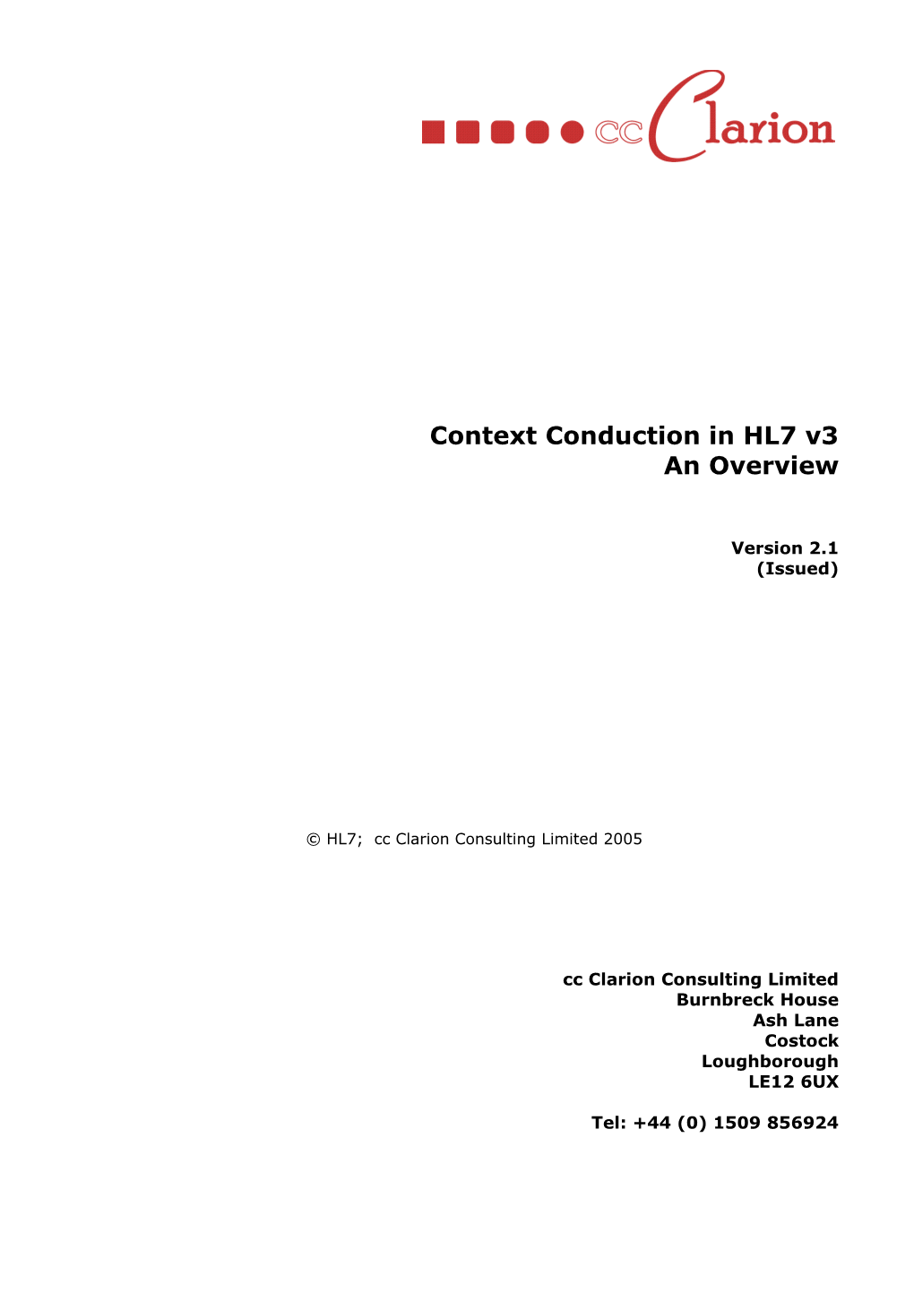 Report - Context Conduction in HL7 V3 (Version 2.1)