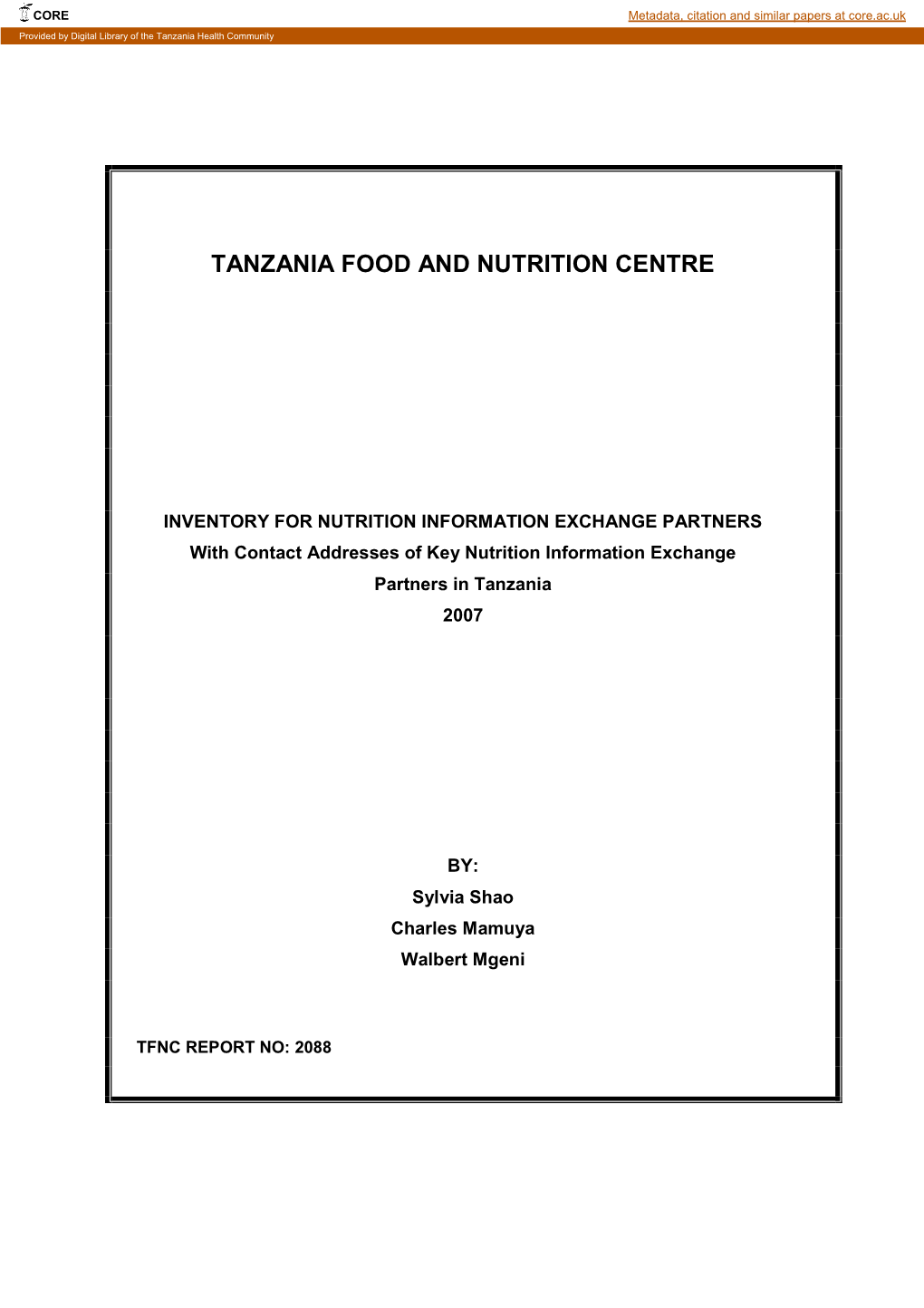 Tanzania Food and Nutrition Centre
