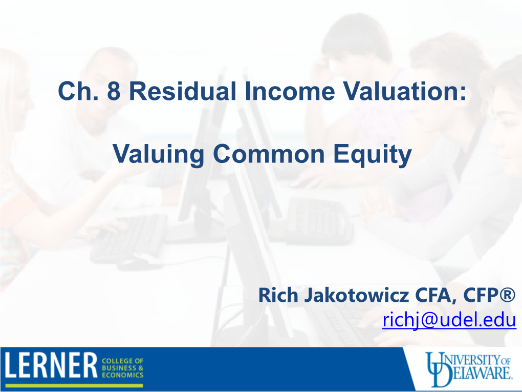 Residual Income Valuation (Ch. 5)