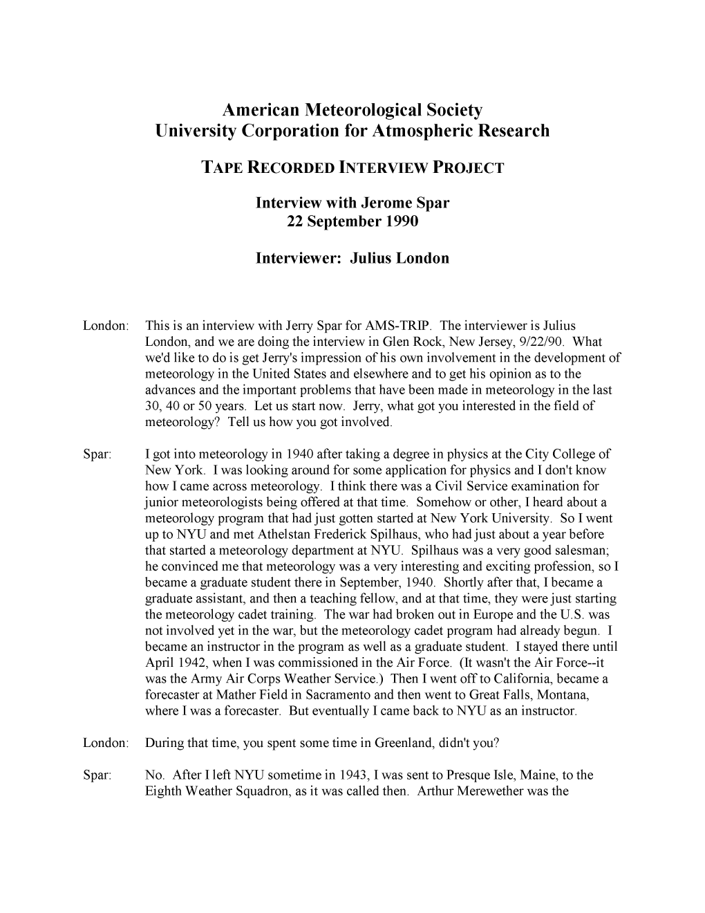 American Meteorological Society University Corporation for Atmospheric Research