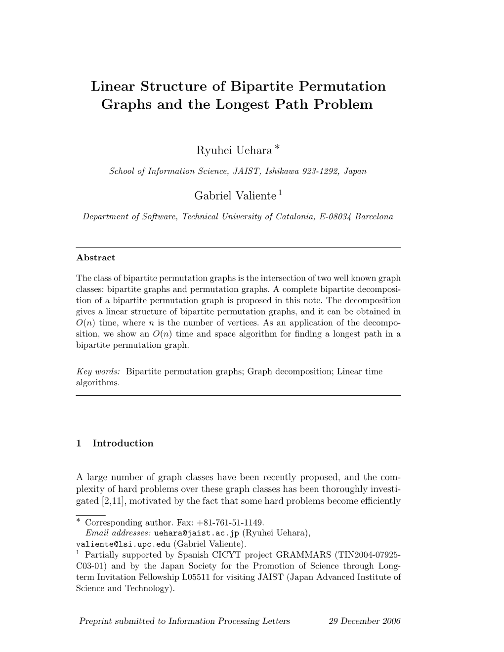 Linear Structure of Bipartite Permutation Graphs and the Longest Path Problem