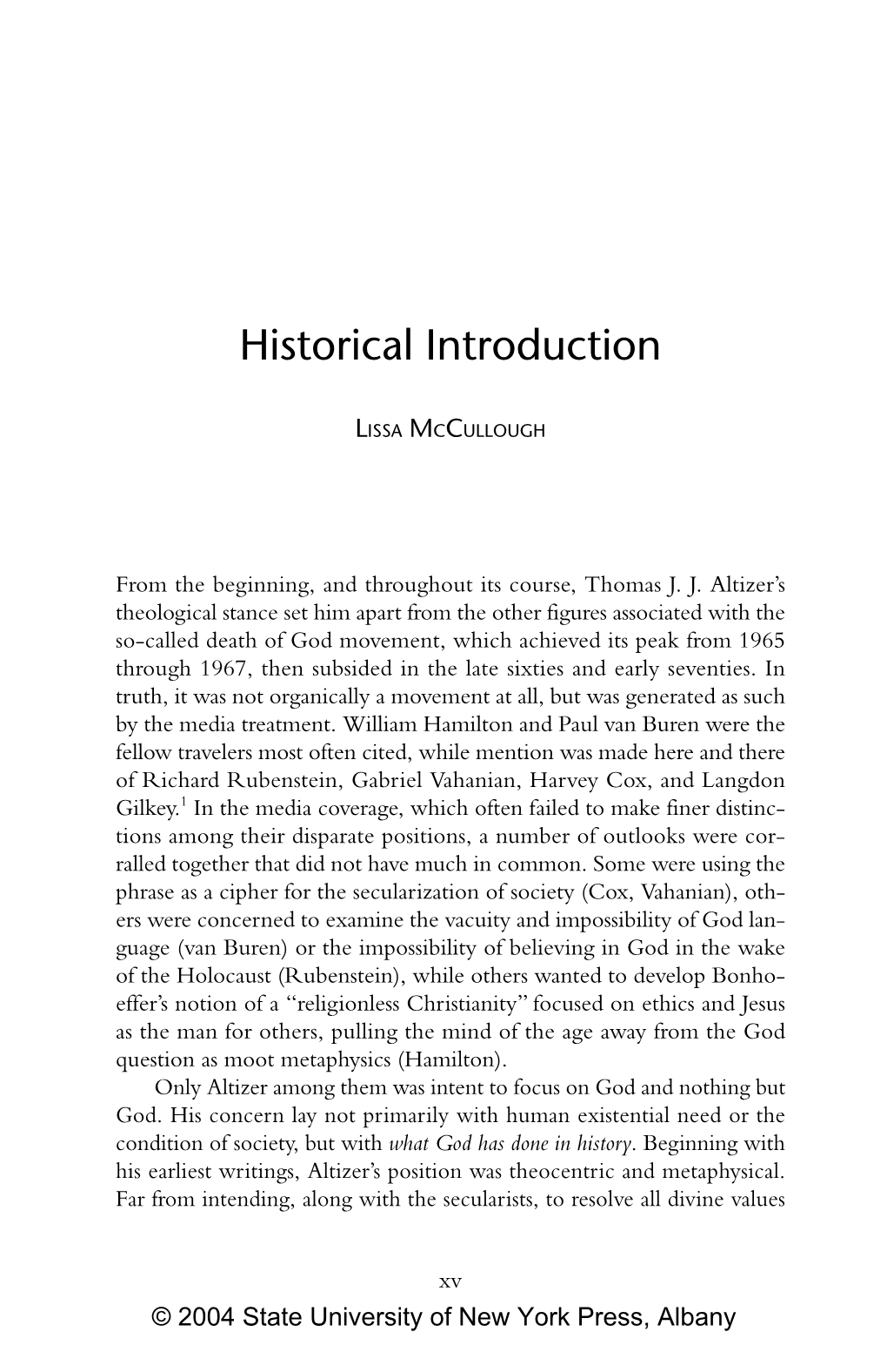 Historical Introduction