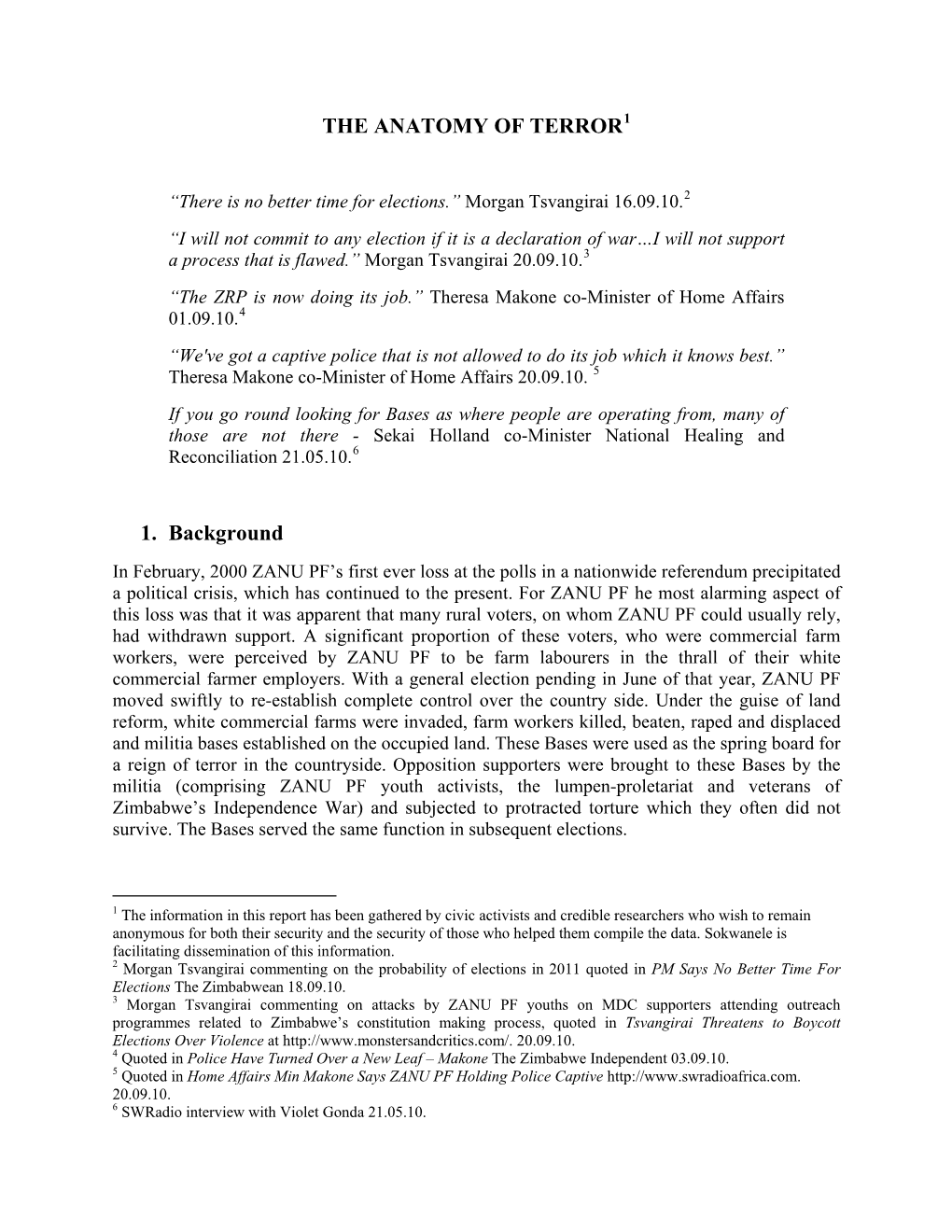 THE ANATOMY of TERROR 1. Background