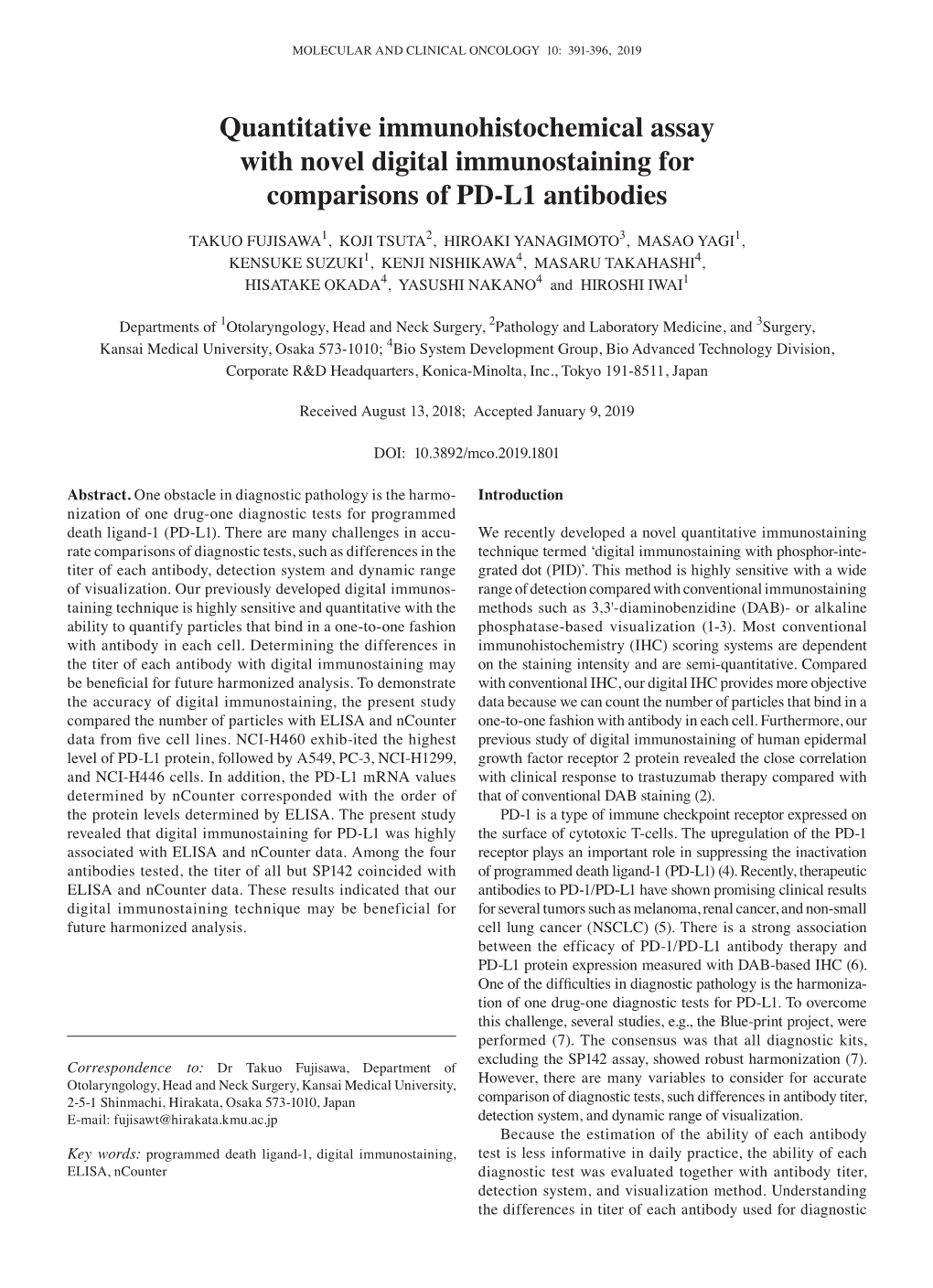 Quantitative Immunohistochemical Assay with Novel Digital Immunostaining for Comparisons of PD‑L1 Antibodies