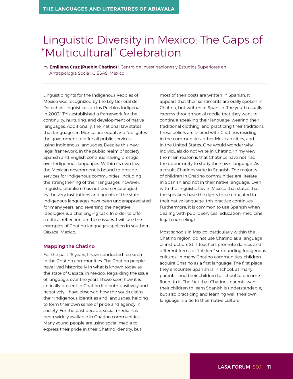 Linguistic Diversity in Mexico: the Gaps of “Multicultural” Celebration