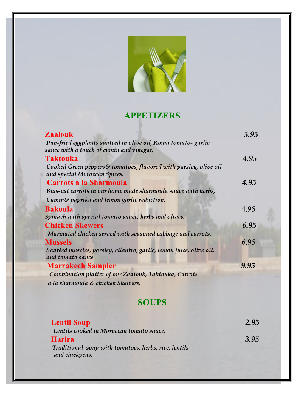 Final Lunch Menu