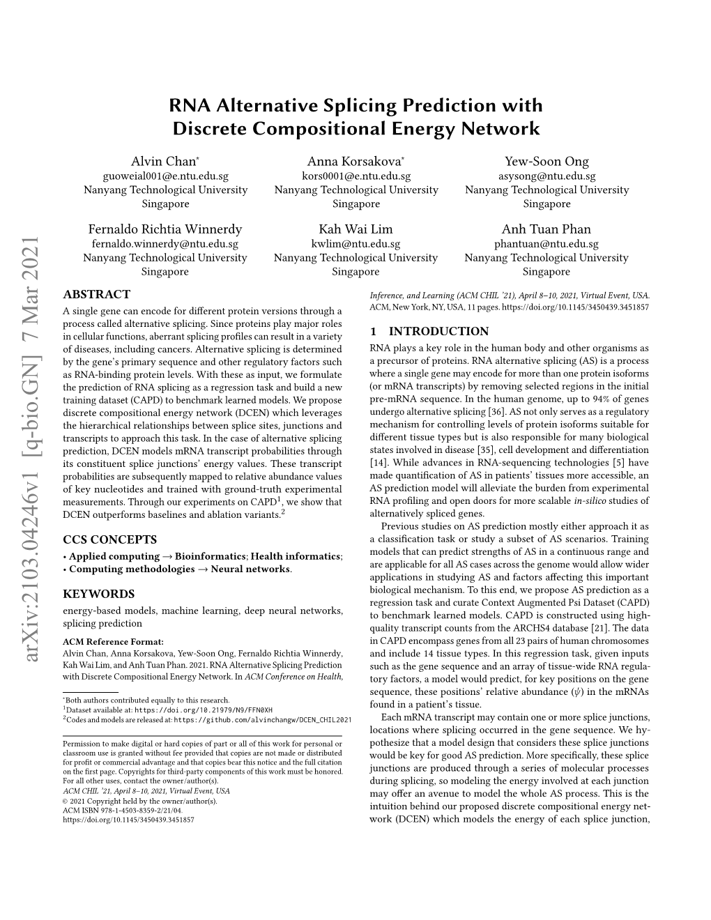 RNA Alternative Splicing Prediction with Discrete Compositional Energy Network
