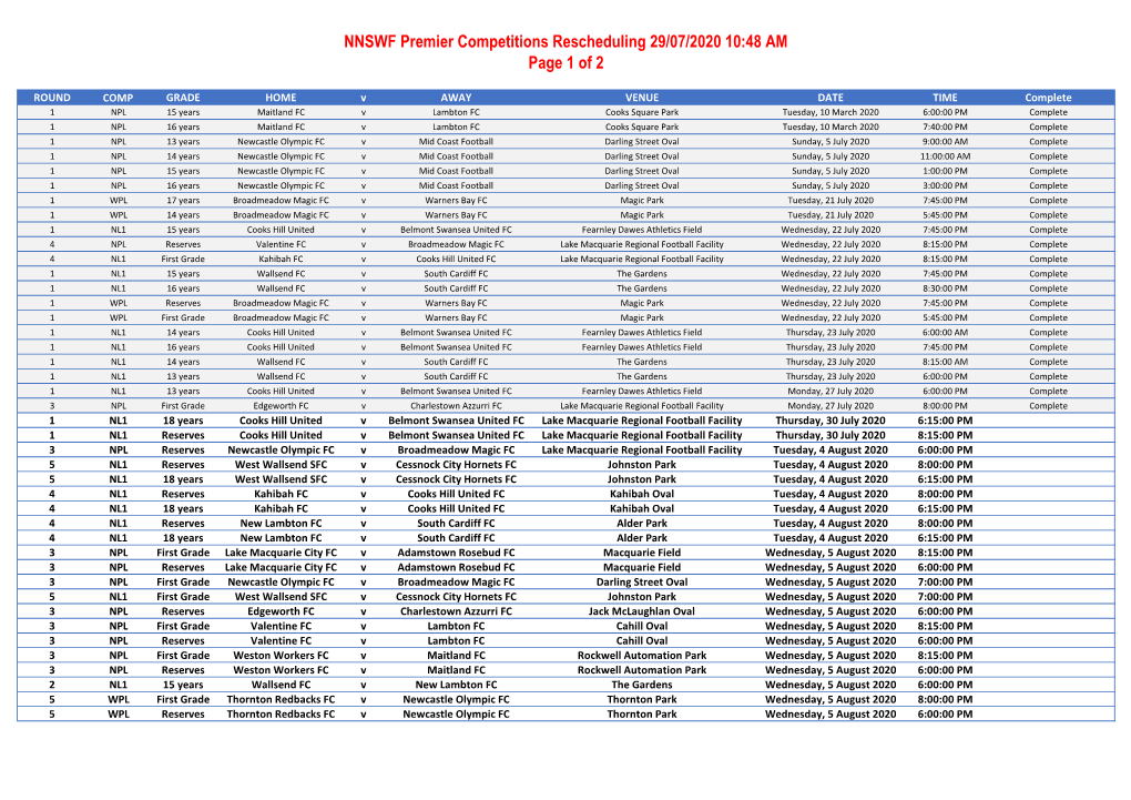NNSWF Premier Competitions Rescheduling 29/07/2020 10:48 AM Page 1 of 2