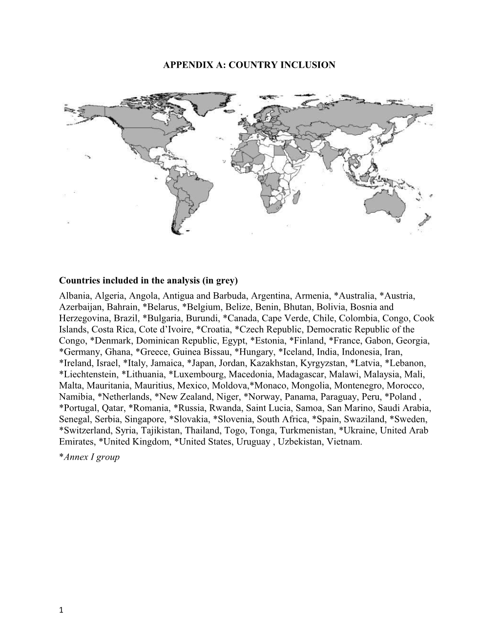 Countries Included in the Analysis (In Grey)