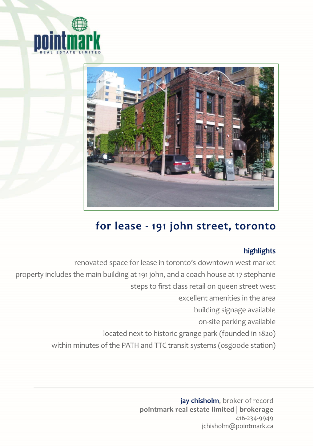 For Lease - 191 John Street, Toronto