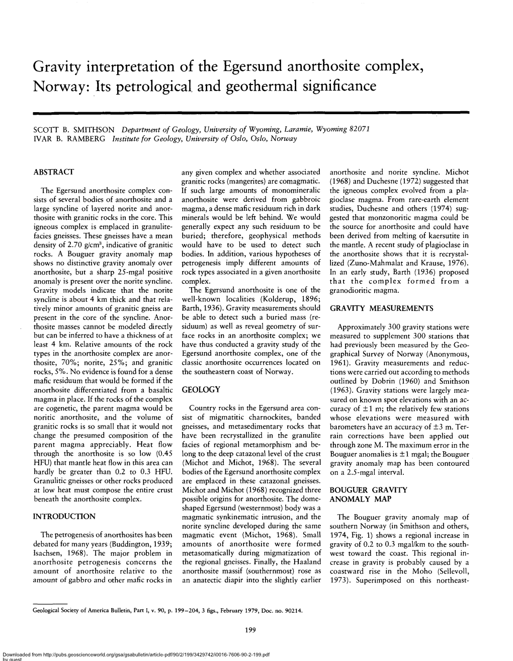 Gravity Interpretation of the Egersund Anorthosite Complex, Norway: Its Penological and Geothermal Significance