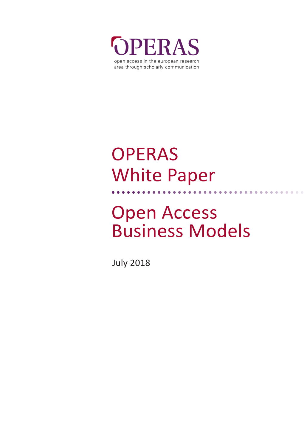 OPERAS White Paper Open Access Business Models