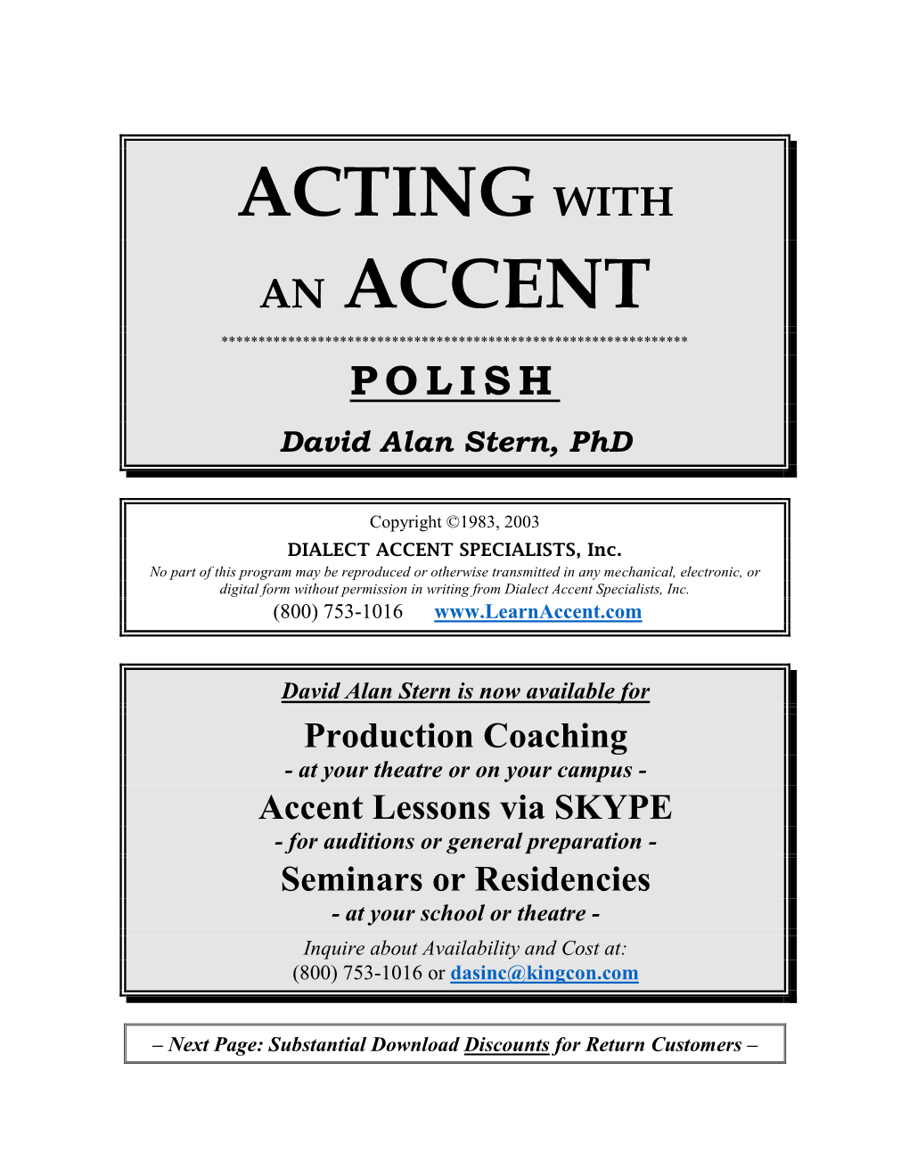 Acting with an Accent