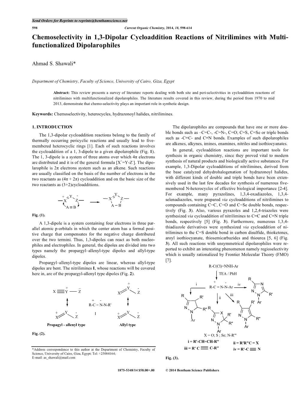 Chemoselectivity in 1,3-Dipolar Cycloaddition Reactions of Nitrilimines with Multi- Functionalized Dipolarophiles