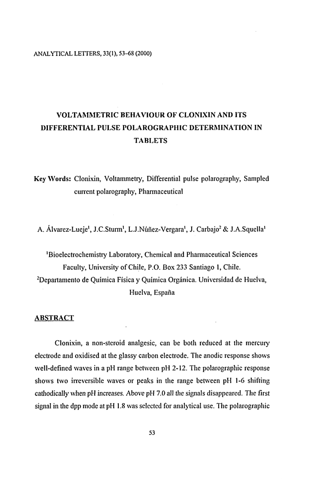 Clonixin, Voltammetry, Differential Pulse Polarography, Sampled Current Polarography, Pharmaceutical