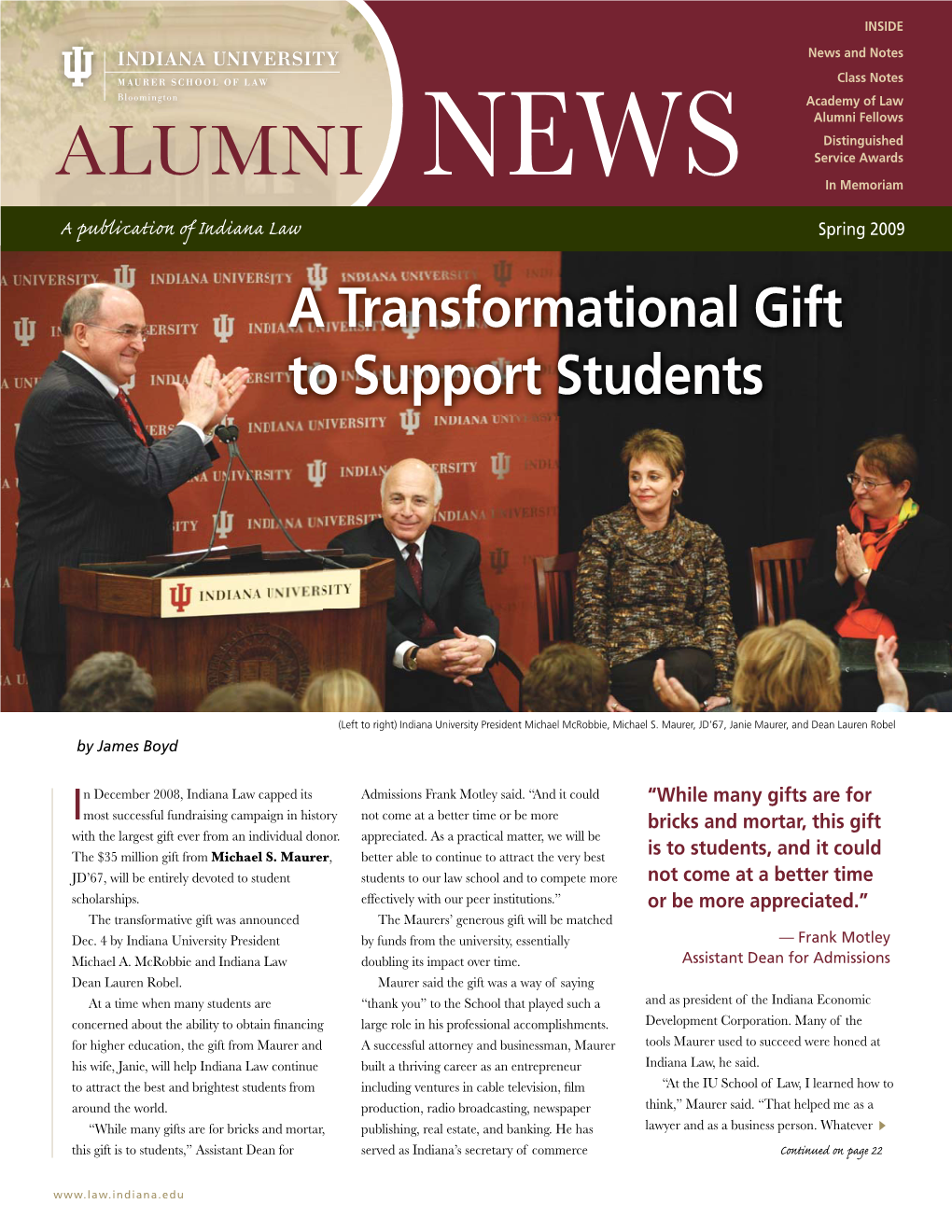 Alumni News Spring09.Indd