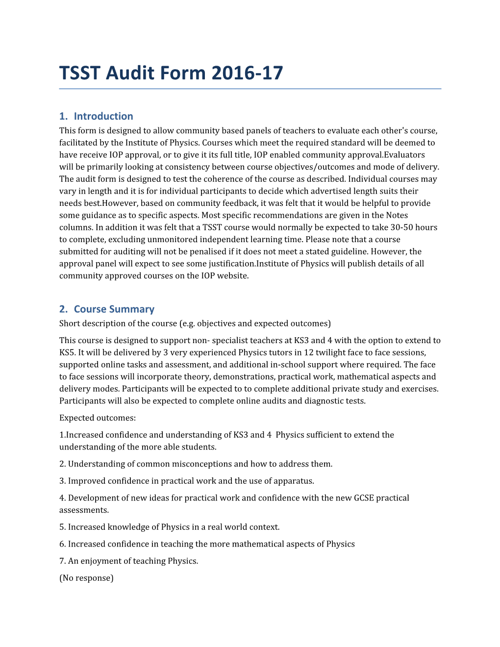 TSST Audit Form 2016-17