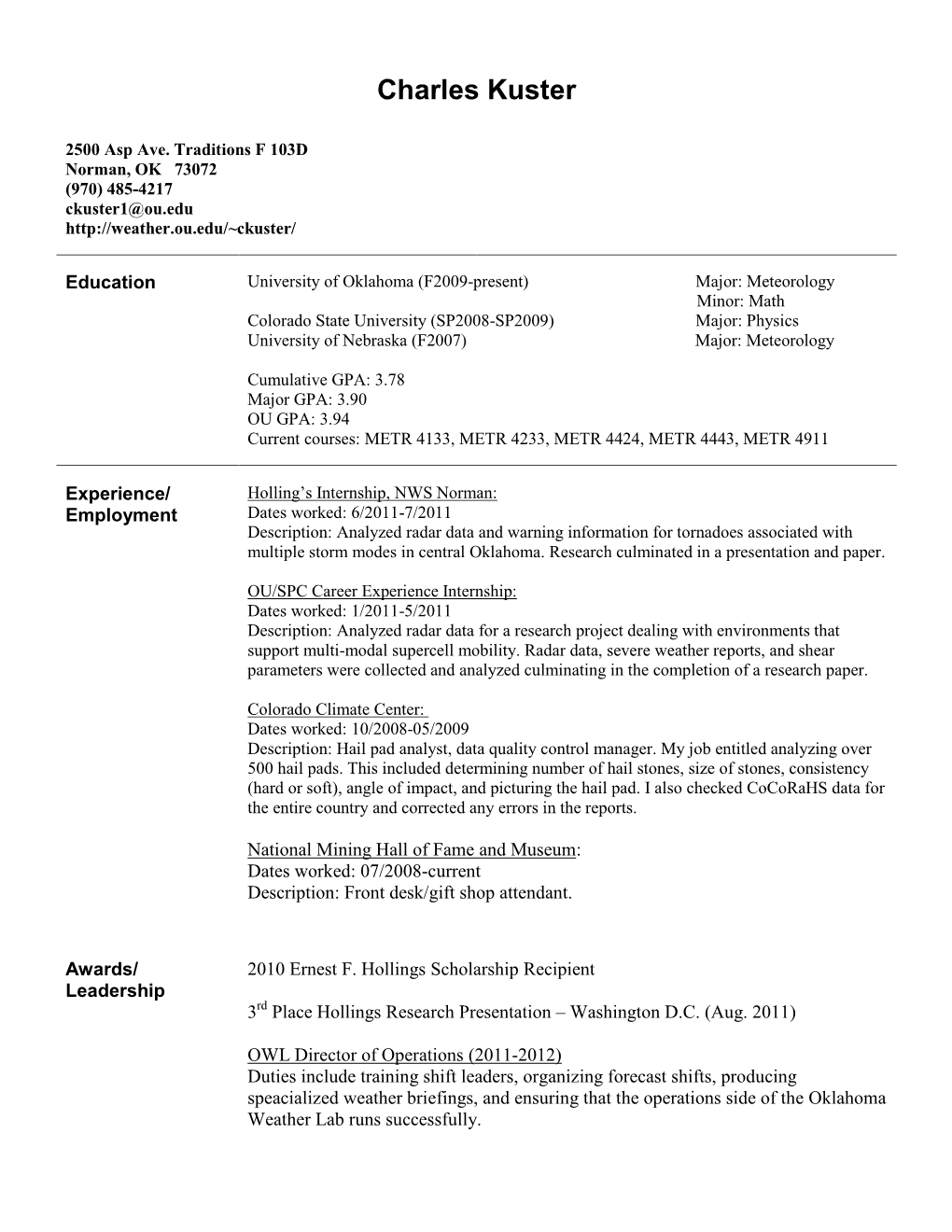 Printable Entry-Level Resume