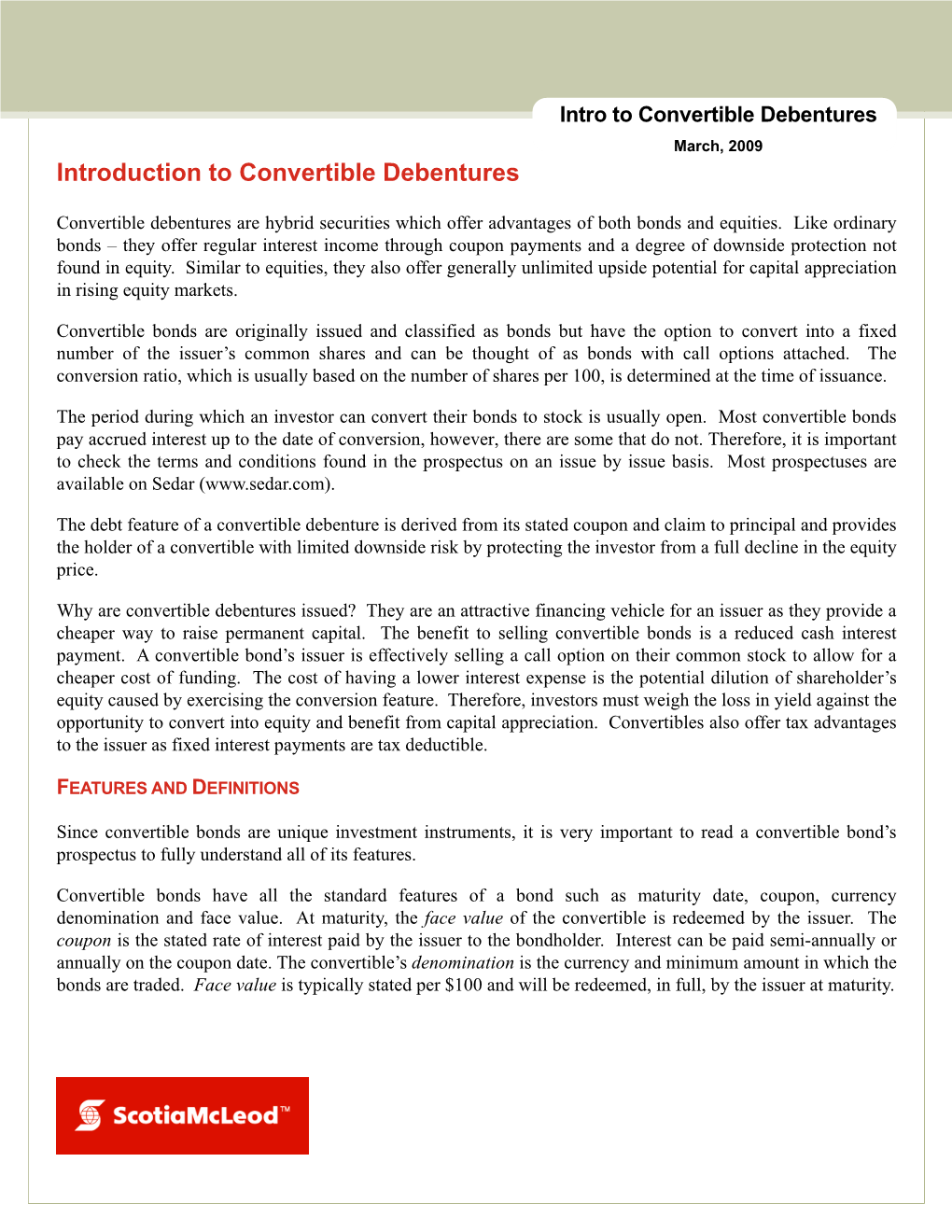 Introduction to Convertible Debentures