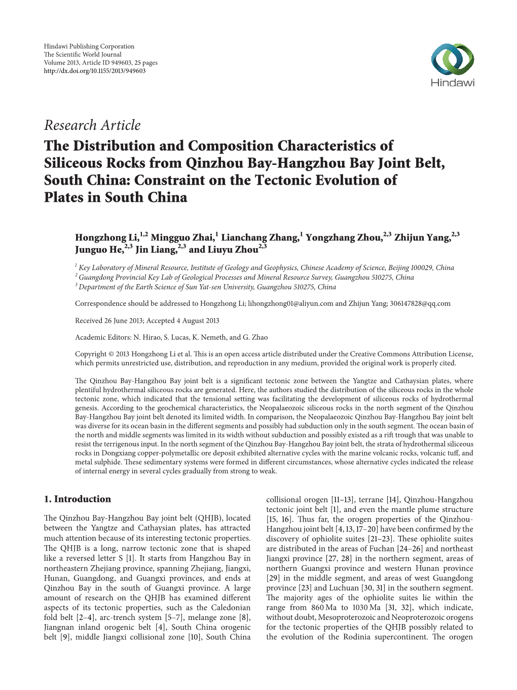 Research Article the Distribution and Composition Characteristics Of