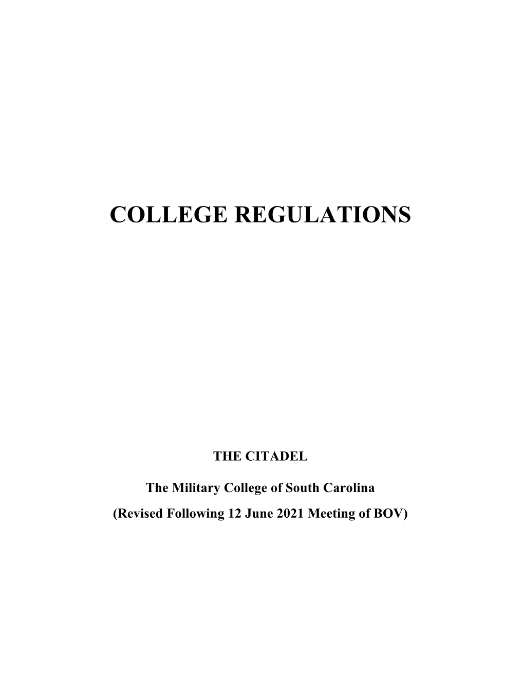 College Regulations