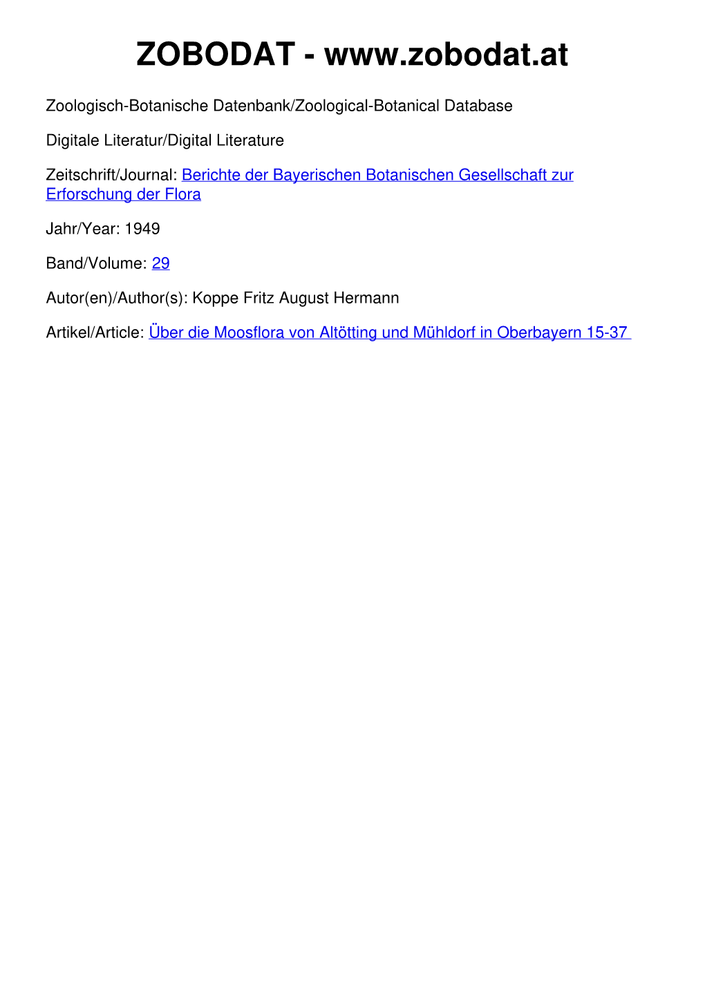 Über Die Moosflora Von Altötting Und Mühldorf in Oberbayern 15-37 ©Bayerische Botanische Gesellschaft; Download Unter