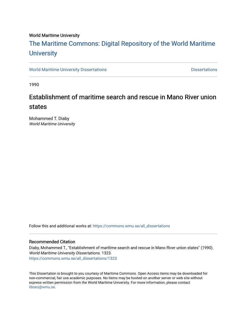 Establishment of Maritime Search and Rescue in Mano River Union States