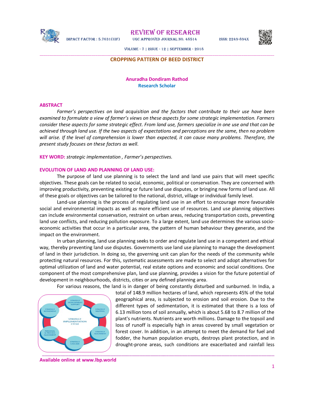 Review of Research Impact Factor : 5.7631(Uif) Ugc Approved Journal No