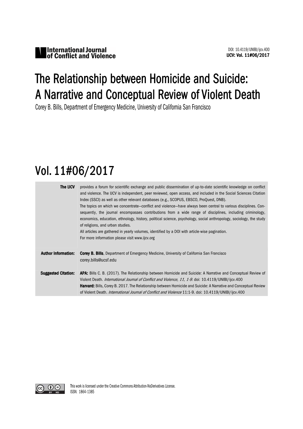 The Relationship Between Homicide and Suicide: a Narrative and Conceptual Review of Violent Death Corey B