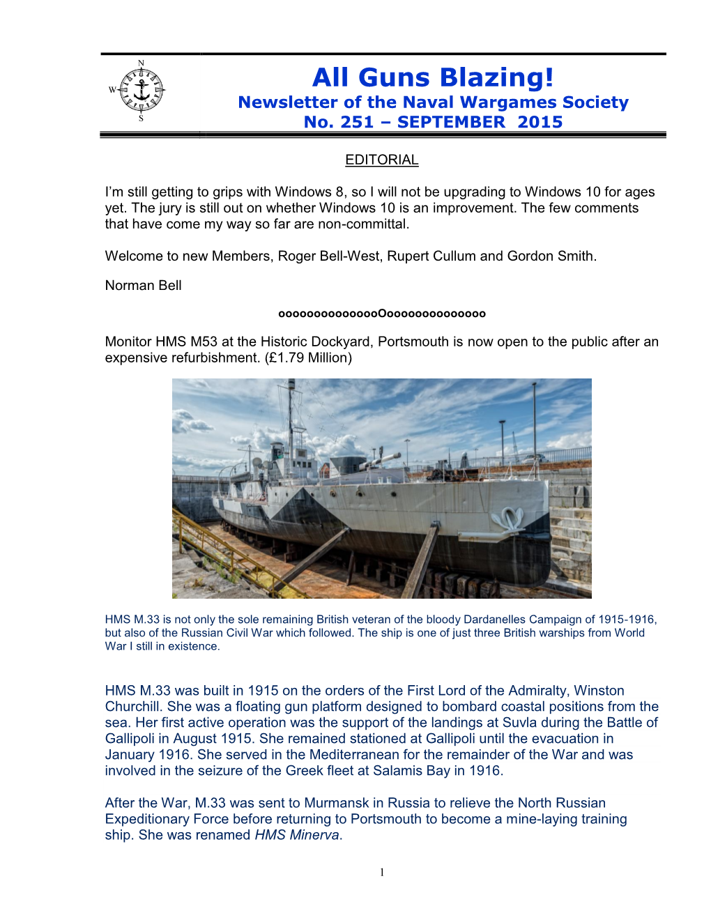 All Guns Blazing! Newsletter of the Naval Wargames Society No