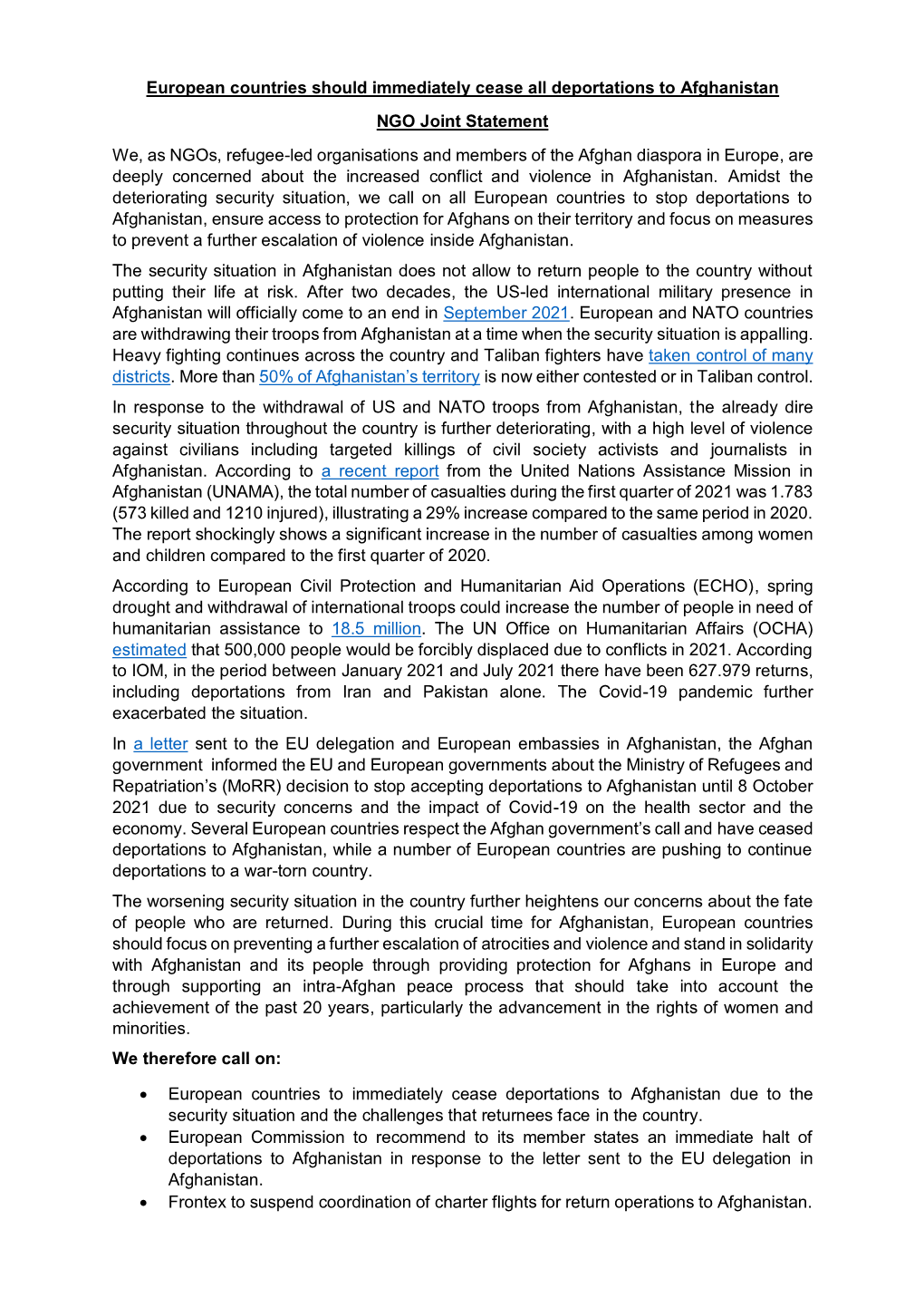 NGO Joint-Statement (Afghanistan) JULY 2021.Pdf